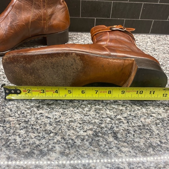 Lee Kee Vintage Cognac Brown Leather Buckle Strap Boots - Picture 7 of 10